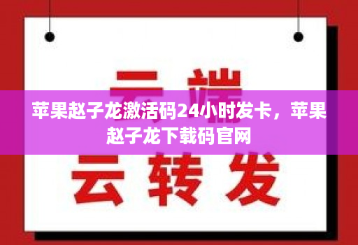 苹果赵子龙激活码24小时发卡，苹果赵子龙下载码官网