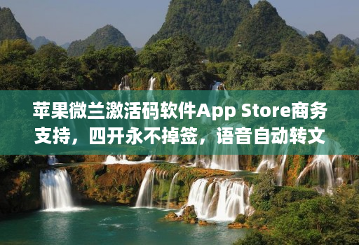 苹果微兰激活码软件App Store商务支持，四开永不掉签，语音自动转文字编辑，极速转发独家视频去水印