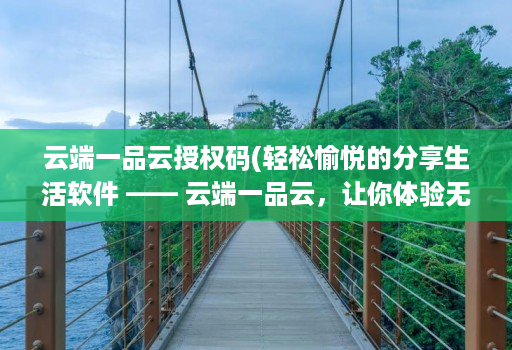 云端一品云授权码(轻松愉悦的分享生活软件 —— 云端一品云，让你体验无限乐趣！)