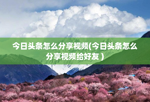 今日头条怎么分享视频(今日头条怎么分享视频给好友 )